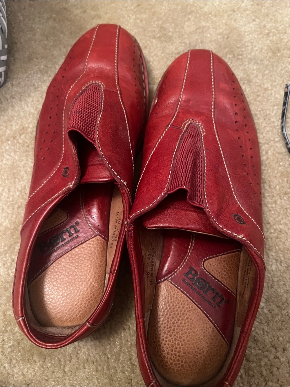 Born Red Leather Slip-On Women's Mules